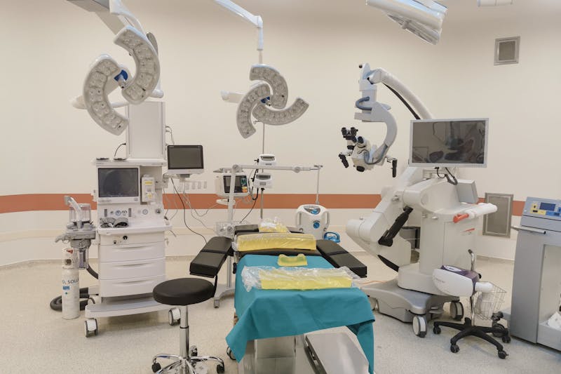 an operating table in the operating room