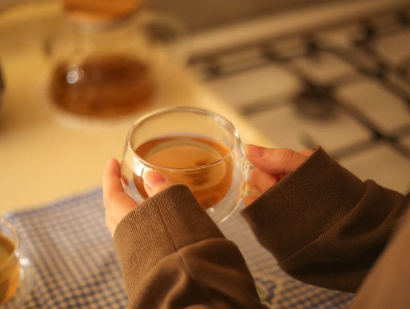 a small cup of lemon balm tea before sleep