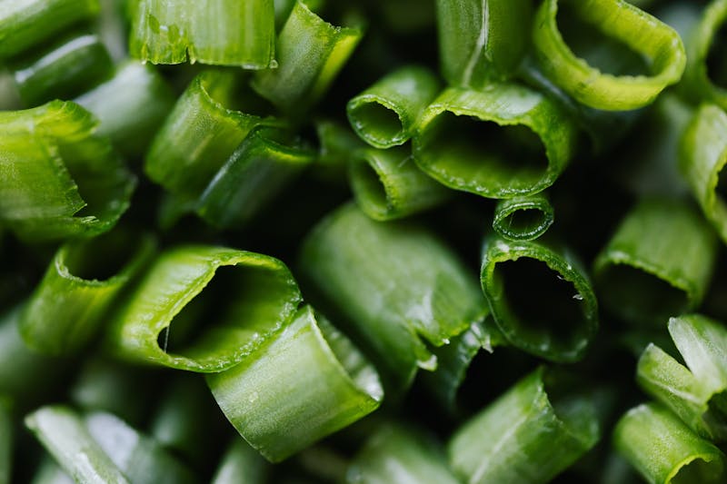 chopped chinese garlic chives close up
