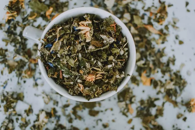 lemon balm mixed with other properly dried herbs