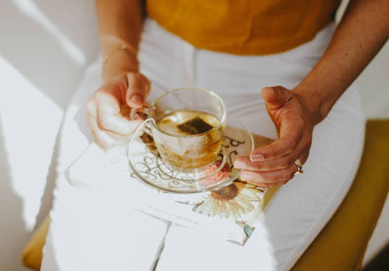 a cup of melissa officinalis tea from a bag