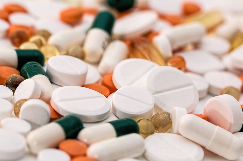 multi-colored tablets close up