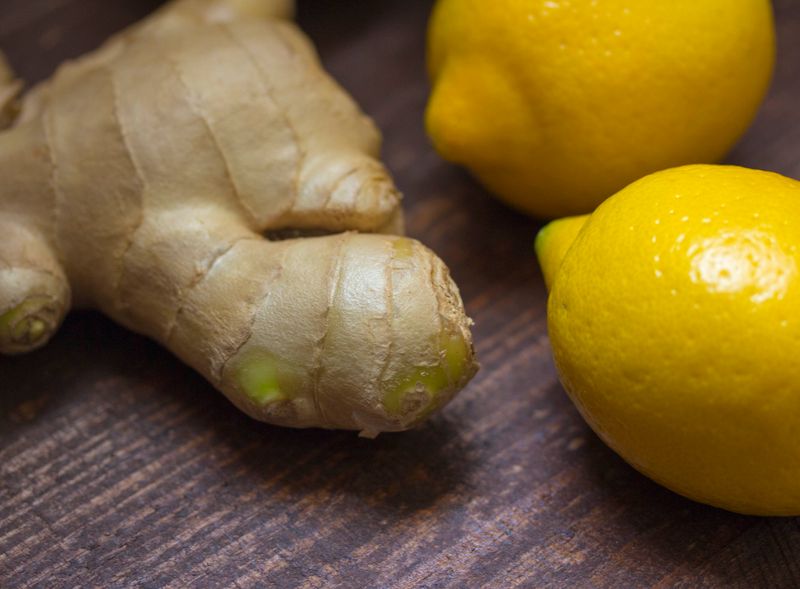 ginger with lemon close up
