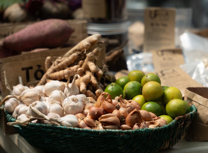 gingers with limes and garlics in a bowl