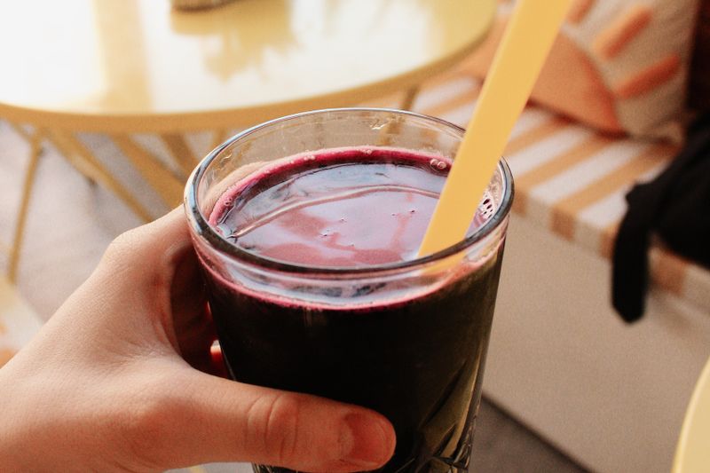 honeyberry juice in glass close up