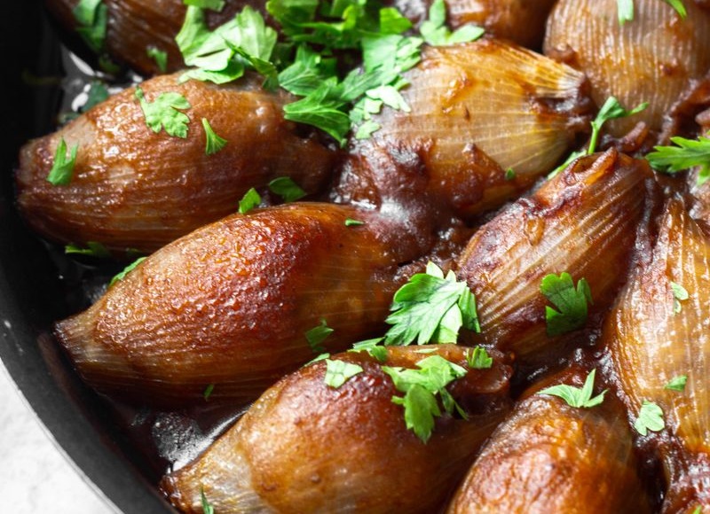 roasted shallots with fresh parsley
